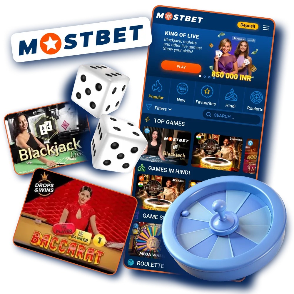 Live casino gaming in Mostbet app and website.
