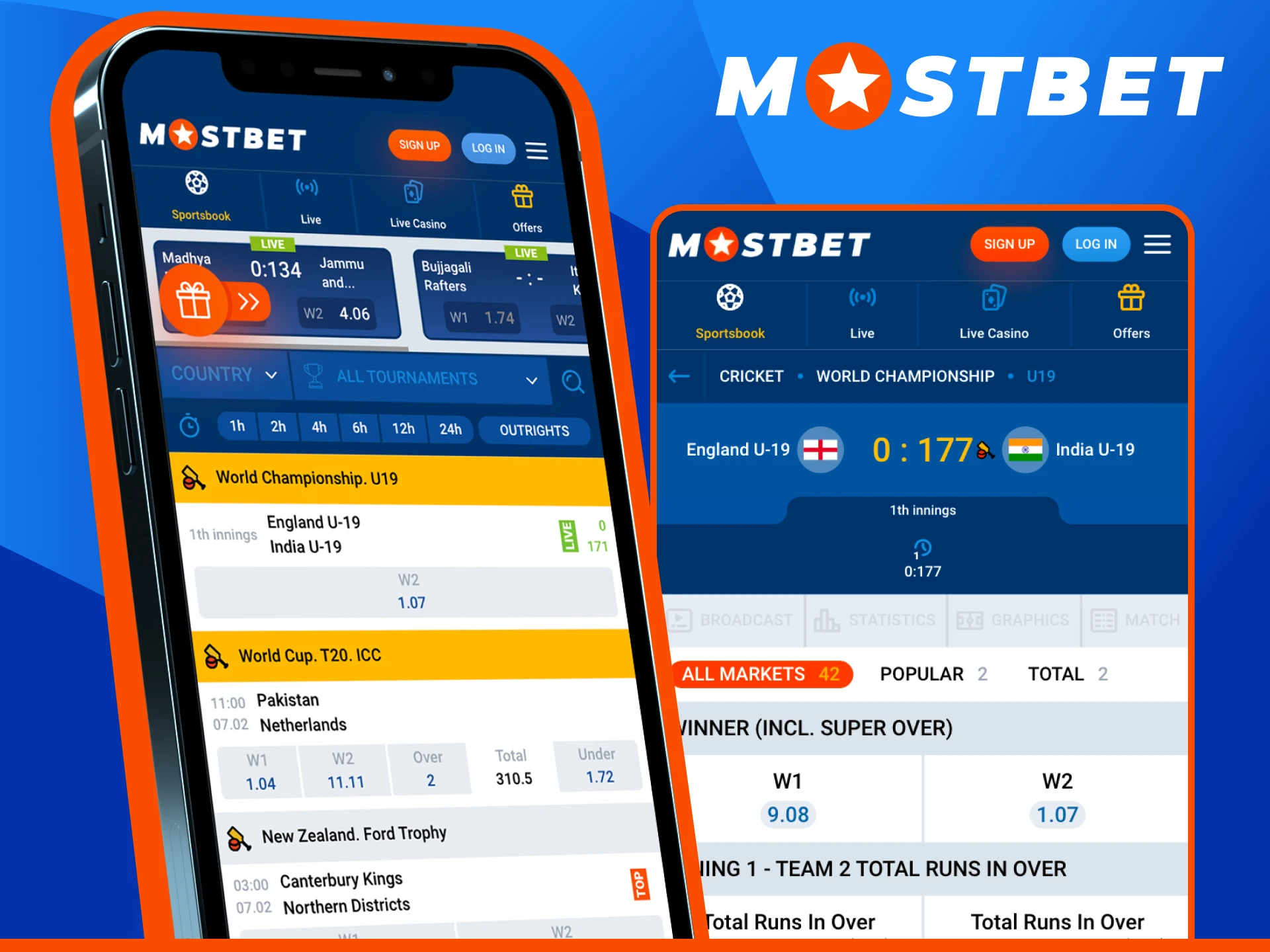 Bet on Cricket Sports at Mostbet and support your favorite Indian team.